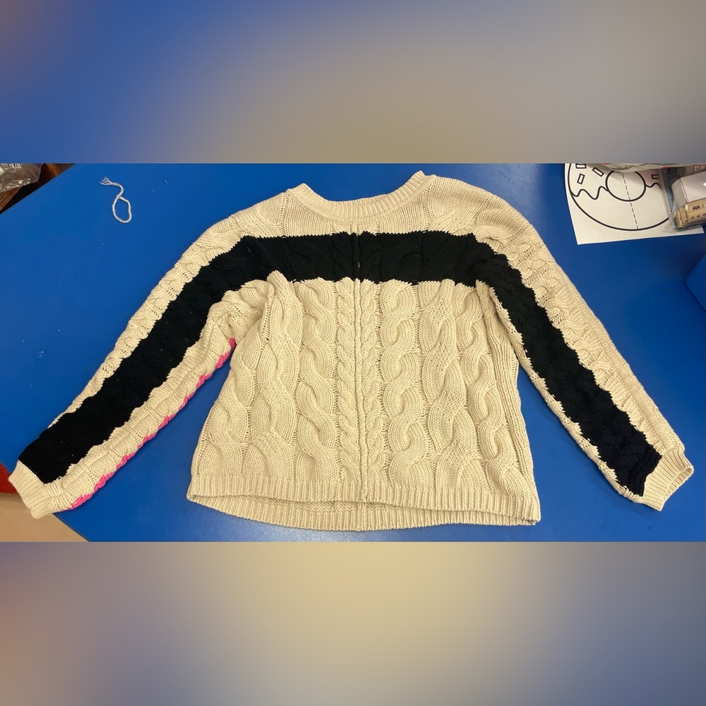 LABEL + THREAD beige pink blue long sleeve sweater top Medium M